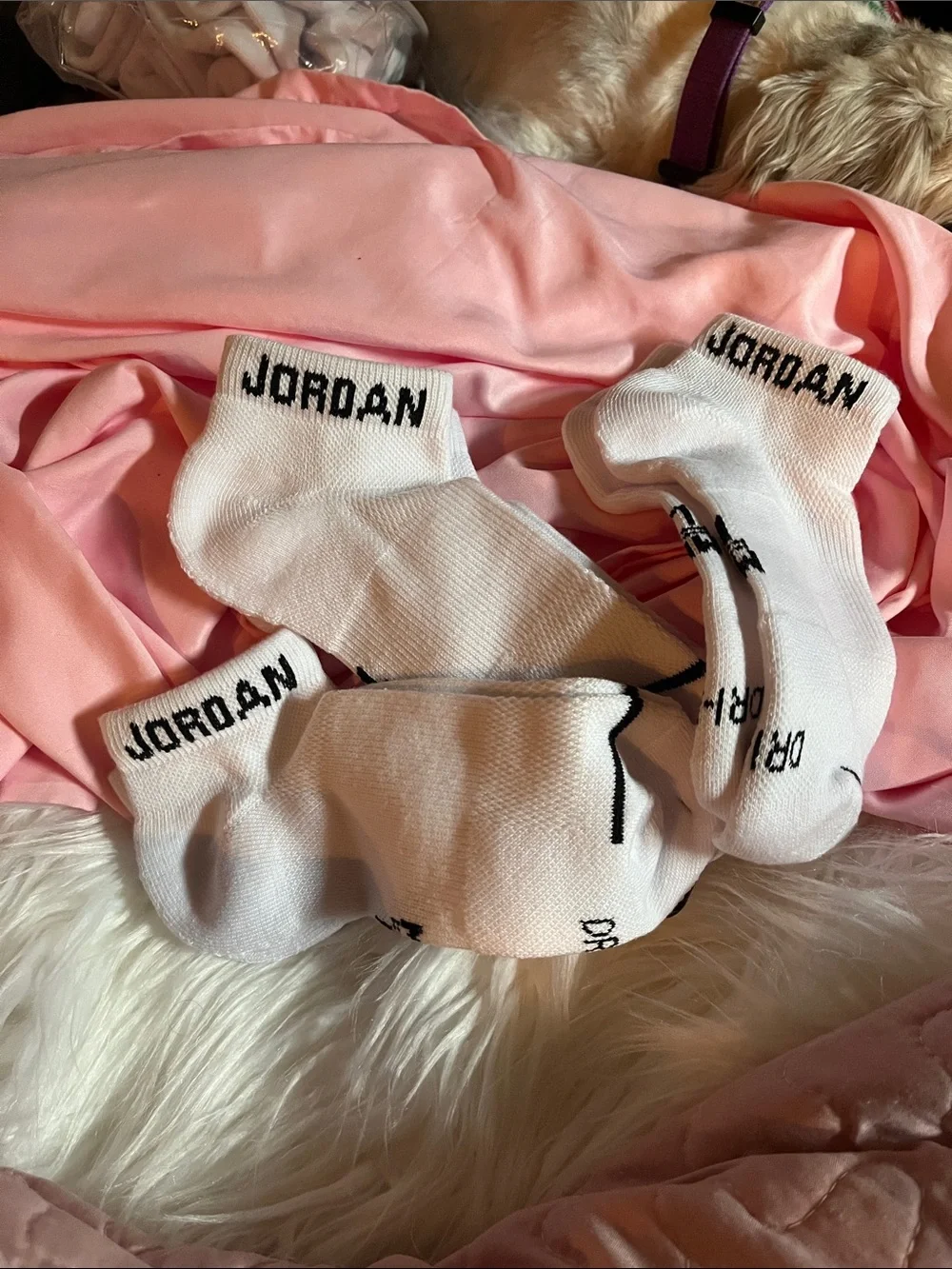 Jordan White Low-Cut Athletic Socks with Black Logo3pak